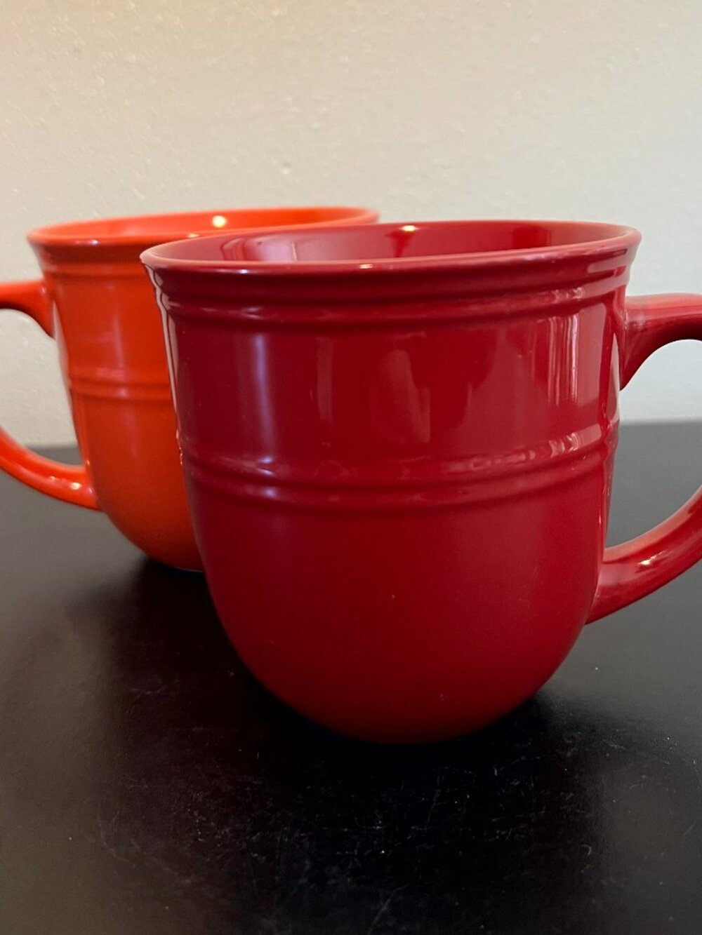 MAINSTAYS Rainforest Embossed Stoneware Mug Cup Orange Spice Set of 2 Red Sedona